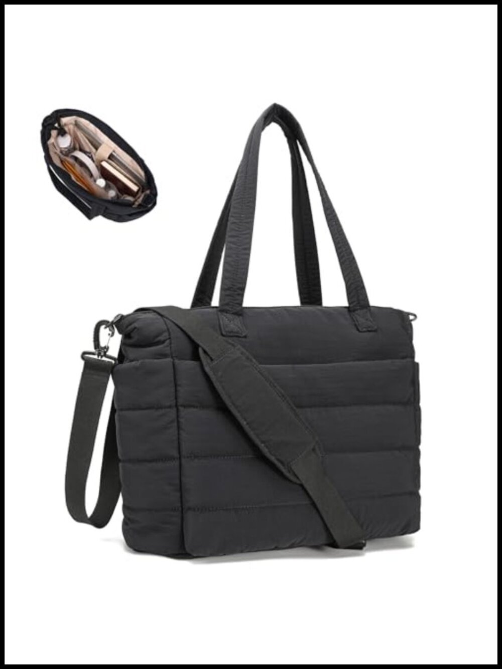 Quilted Puffer Tote Bag Lightweight Laptop Work Travel Tote